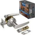 [5 Pack] All Metal Entry Door Lever Lock with Removable Latch Plate, Satin Nickel H23503
