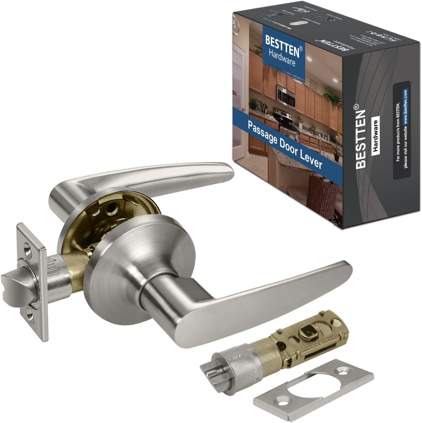 [5 Pack] All Metal Entry Door Lever Lock with Removable Latch Plate, Satin Nickel H23503