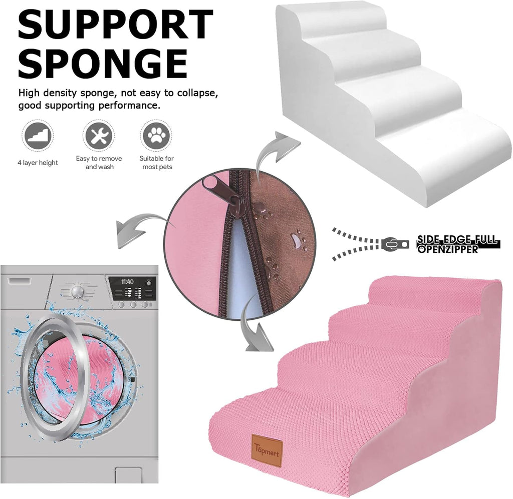 Pink High Density Foam Dog Steps 4 Tiers G798158