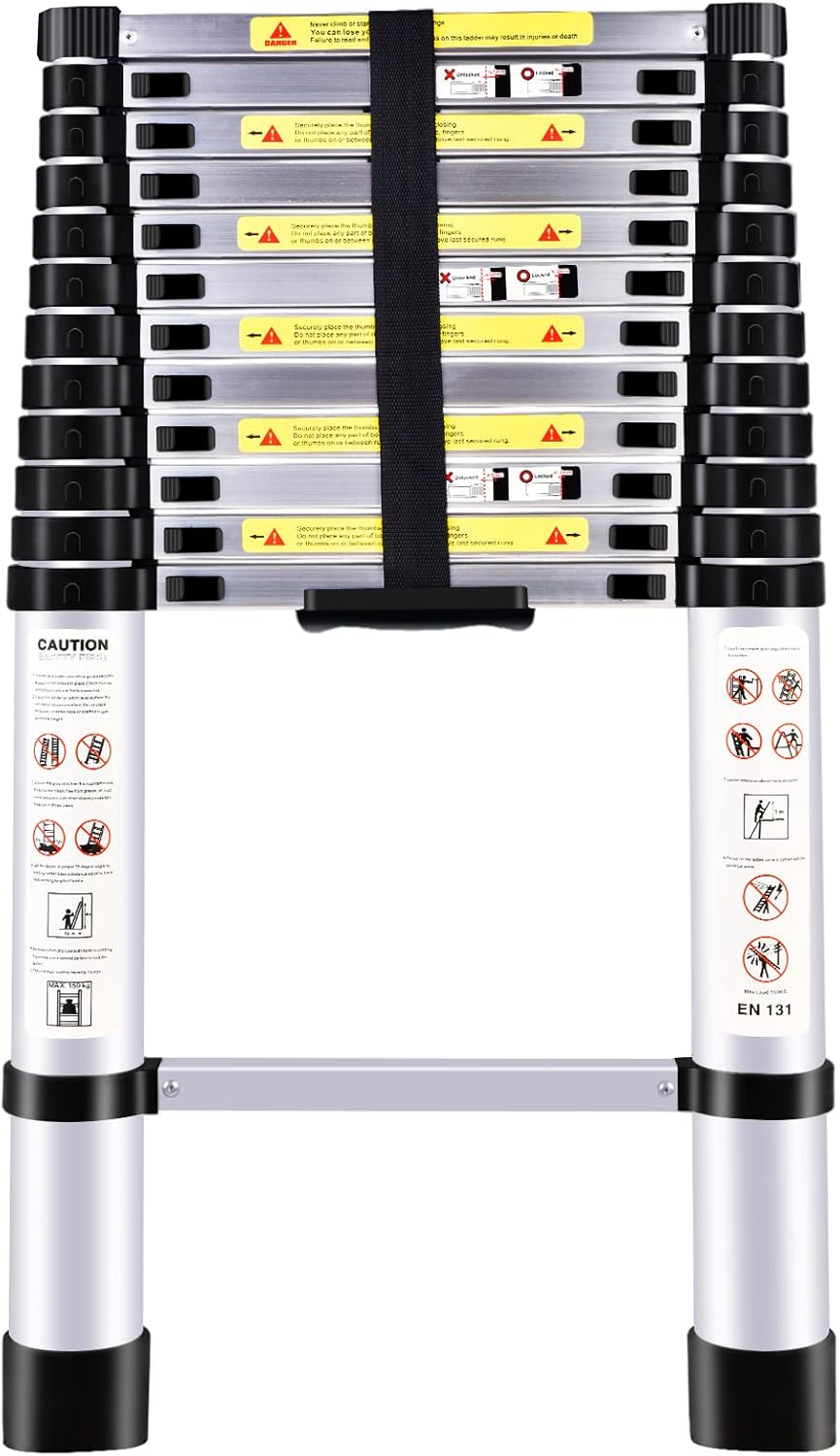 Telescopic Folding Aluminum Extension Ladder 12.5Ft/3.8M M505