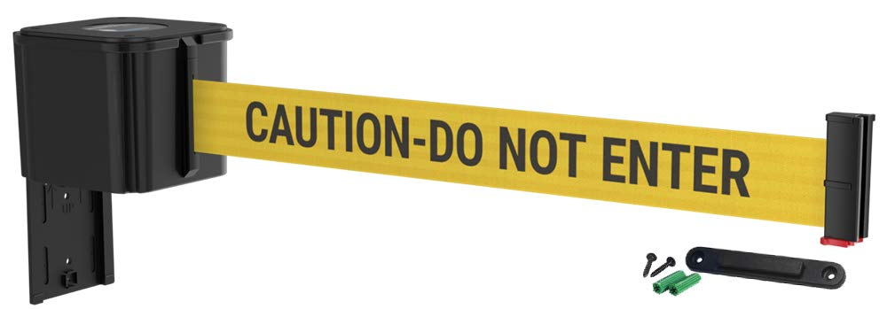 Yellow Retractable Belt Crowd Control Barrier with Receiving End, 25' Caution Do Not Enter Belt Y865