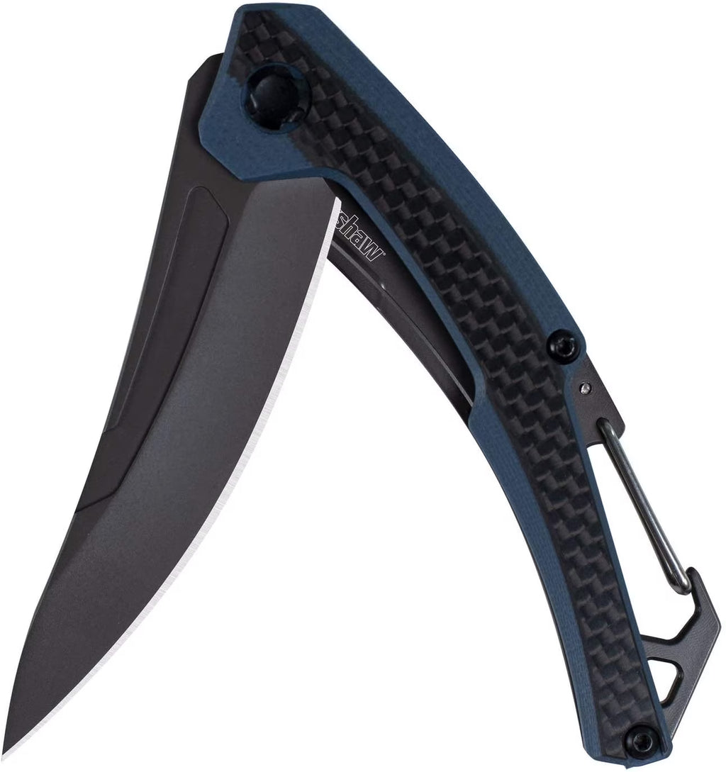 Black Lightweight 3 inch Blade Manual Knife with Carbon Fiber Overlay K847
