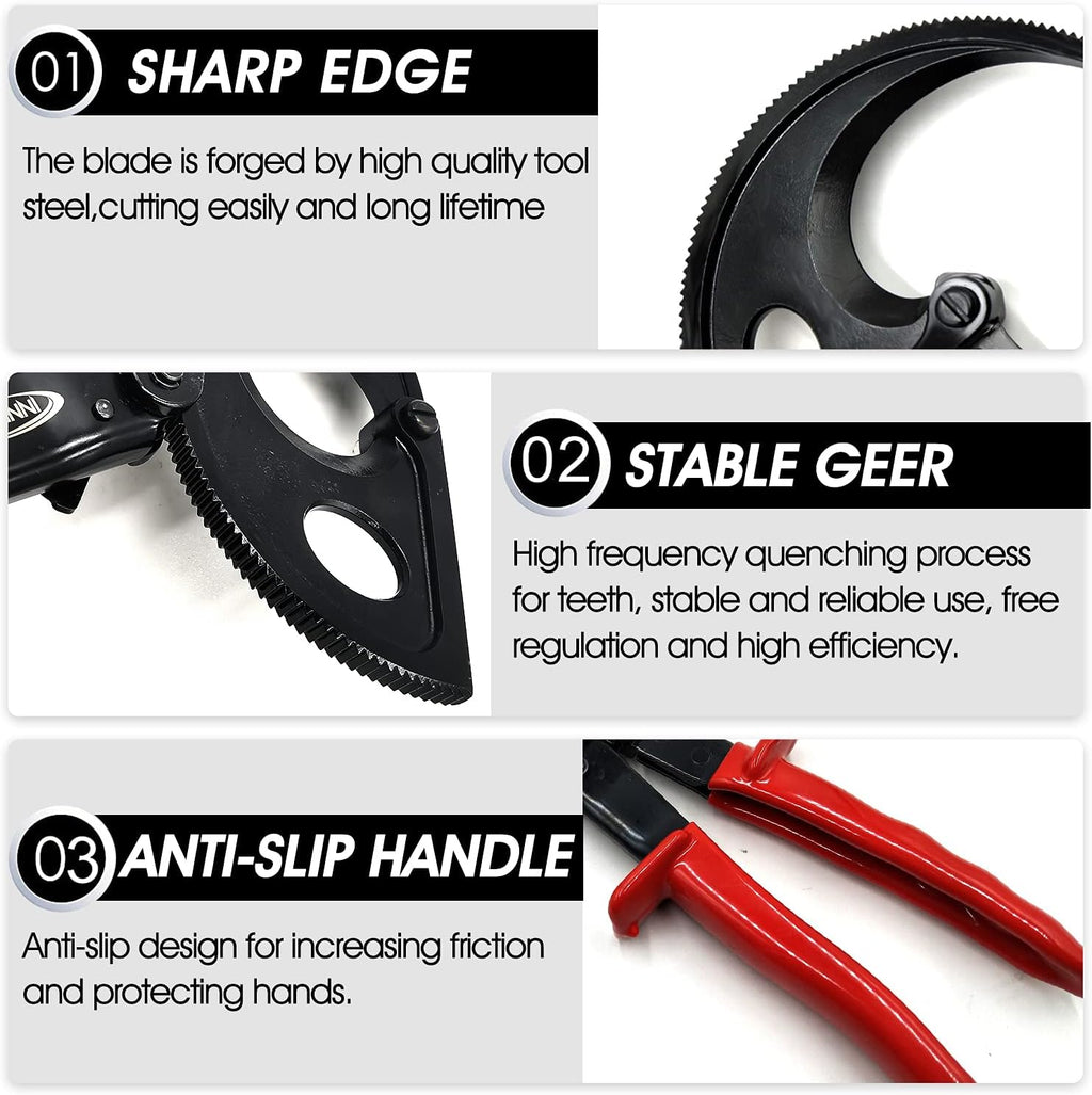 Aluminum Copper Ratchet Cable Cutters, Wire Cutters (400mm2) Pack of 2 T669