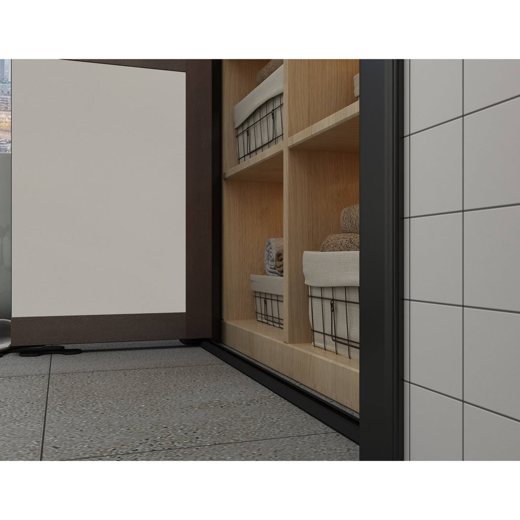 Mocha 3-Lite MDF Wood Frame Frosted Glass Closet Bi-Fold Door F5155