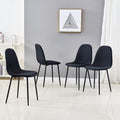 Black Fabric Upholstered Side Chairs Set of 4 with Metal Legs L9015