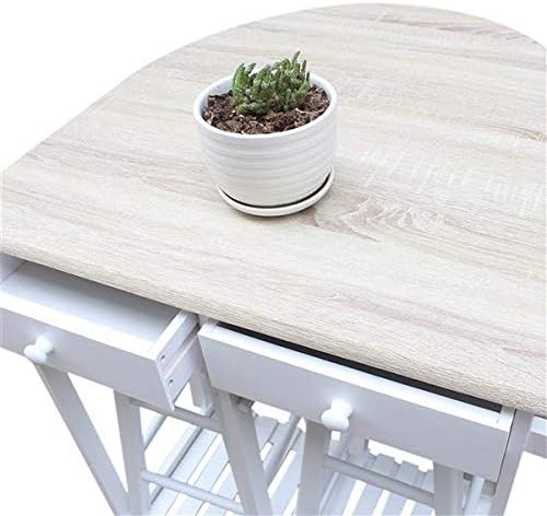 Foldable Dining Cart with Round Stools White A288