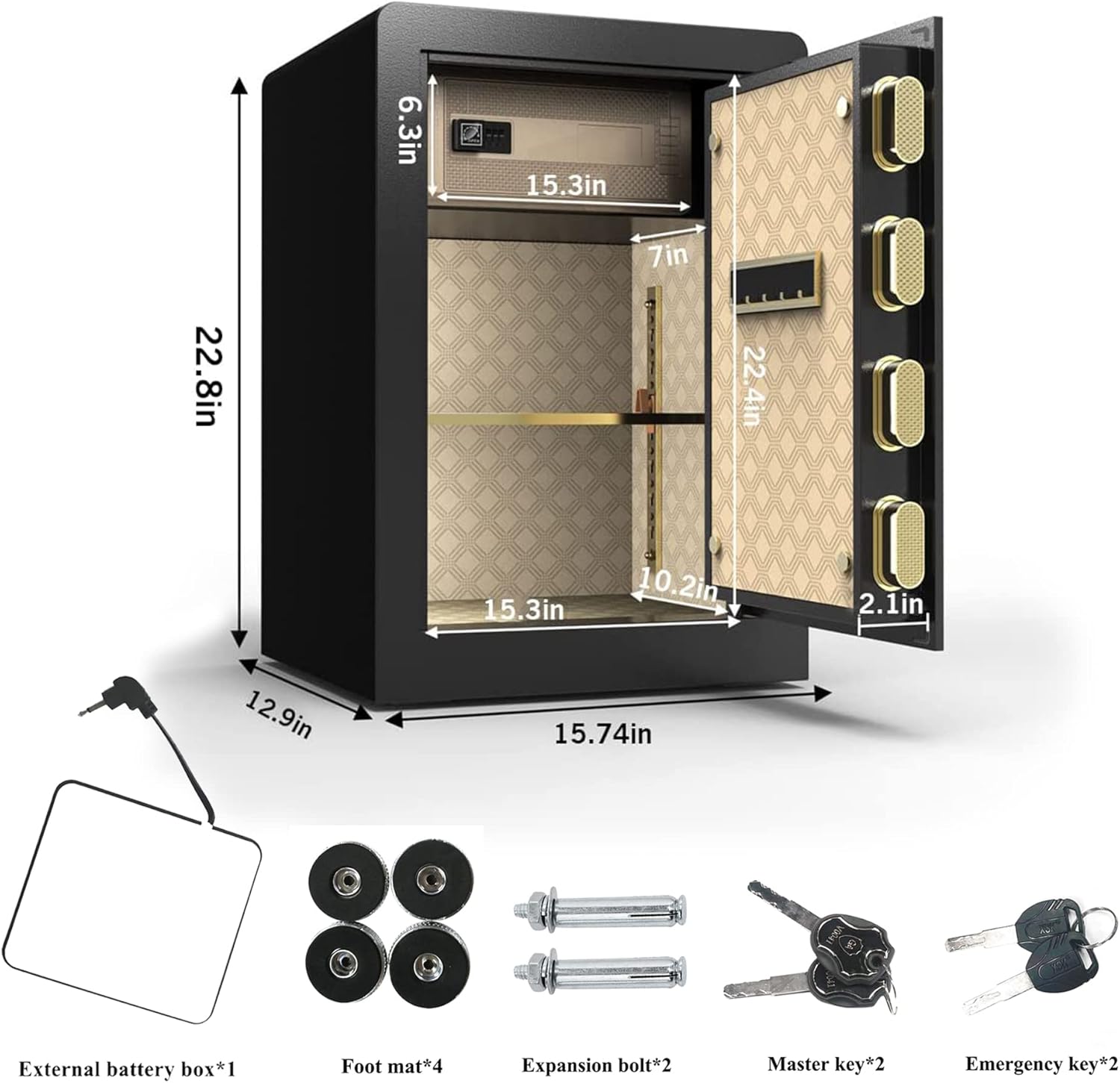 Black 2.04 Cubic Feet Digital Keypad Safe Box U44125
