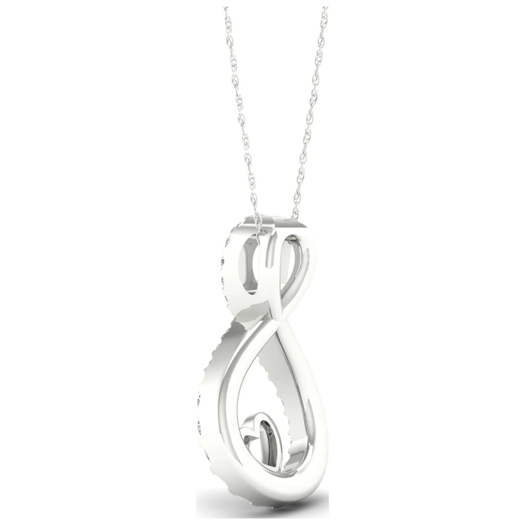 1/6Ct TDW Diamond 10K White Gold Infinity Heart Necklace U248
