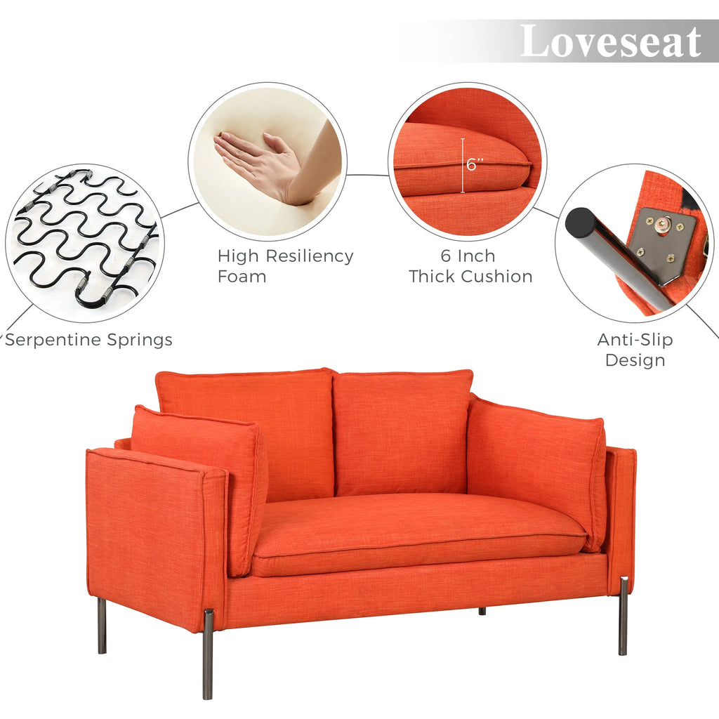 2 Piece Linen Fabric Loveseat and 3 Seat Couch Set K188
