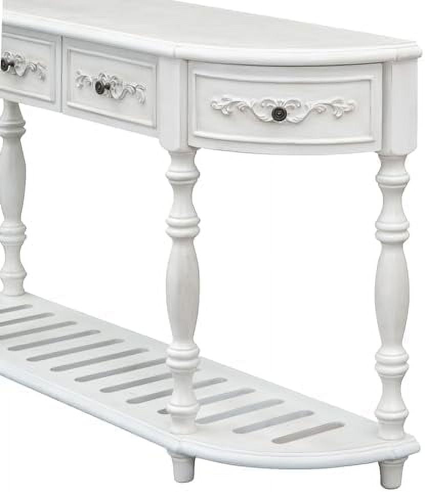 Espresso Solid Wood Half-Moon Console Table with 3 Drawers and Shelf S36308