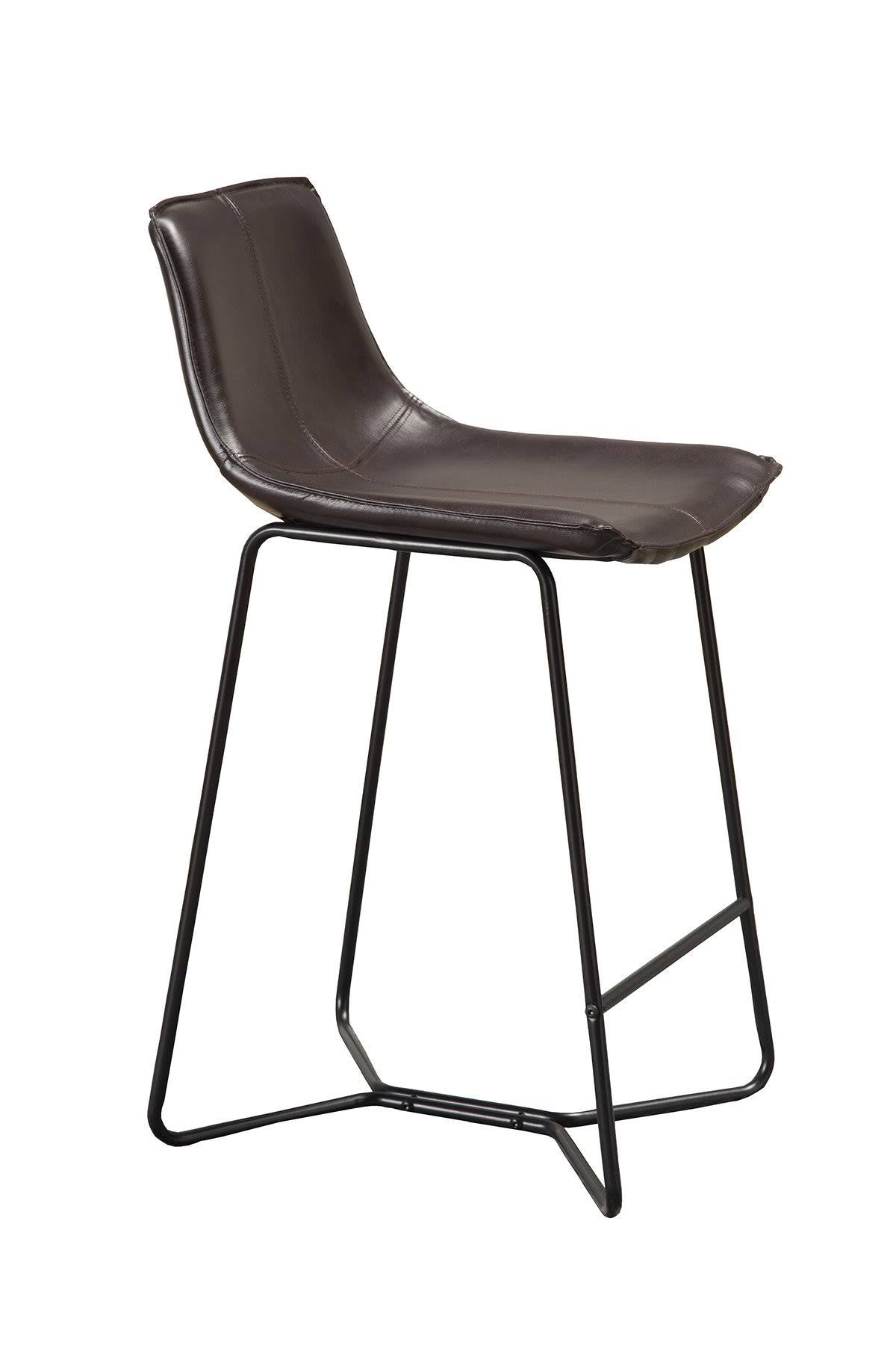 Dark Brown Leather Pub Chairs, Set of 2 B651