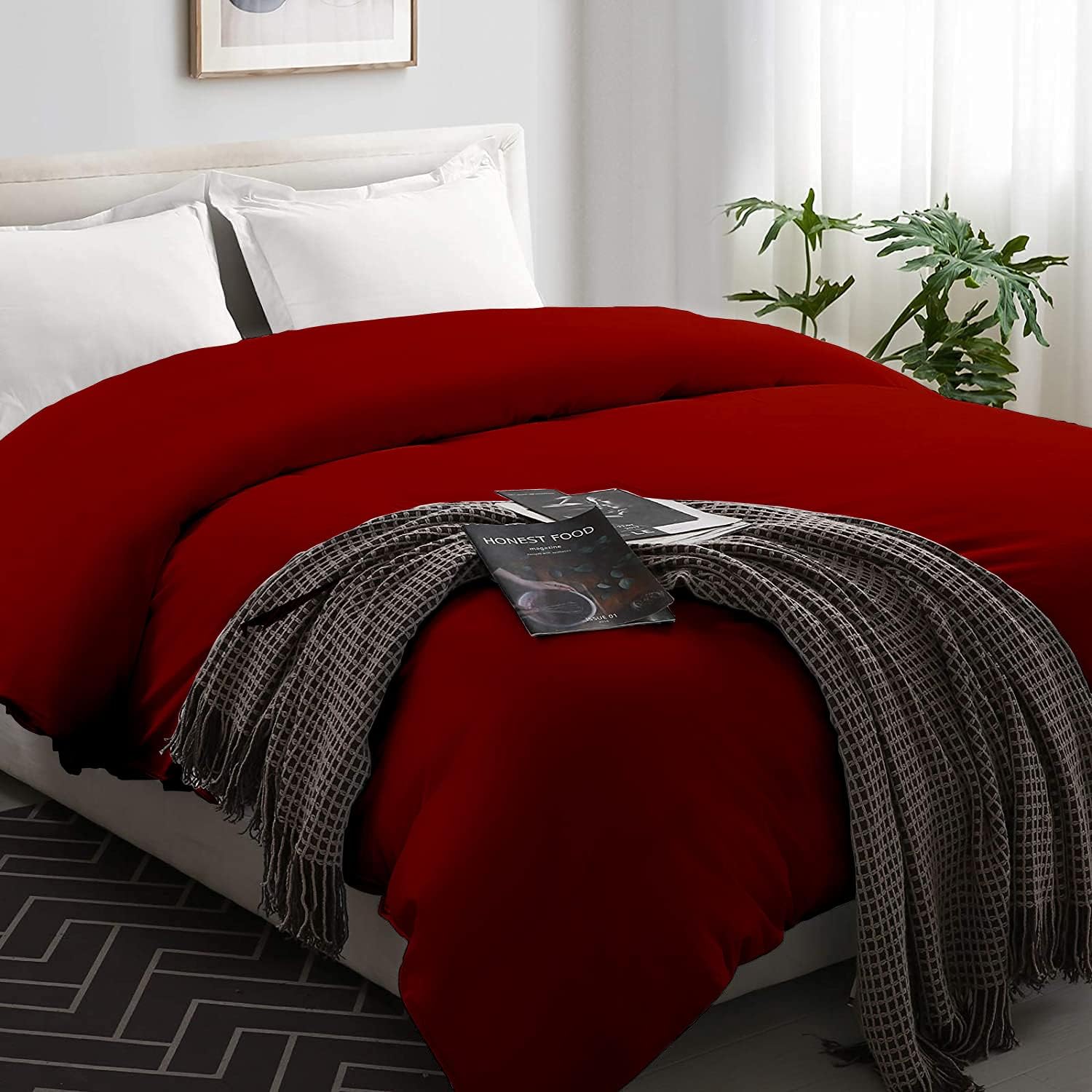 Silver Grey Striped King Duvet Cover with Zipper Closer Q60129