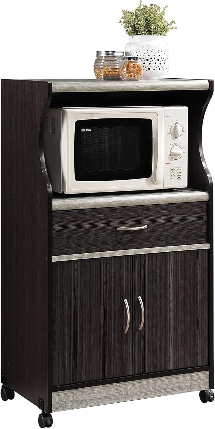 White Microwave Cart with One Drawer V902022