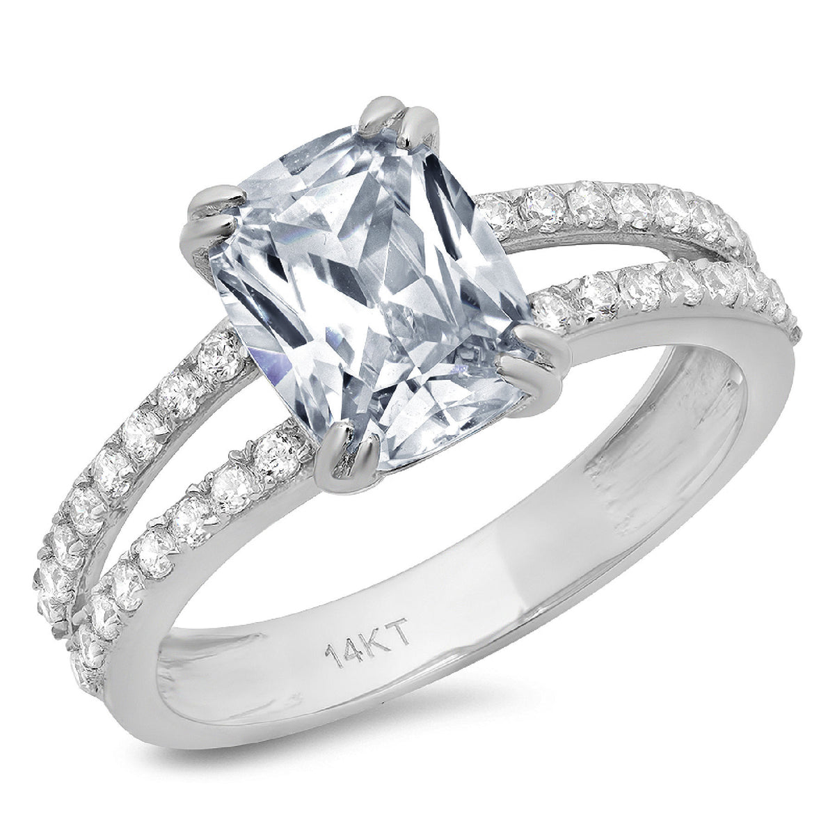 18K White Gold Solitaire Ring with Accents N177570