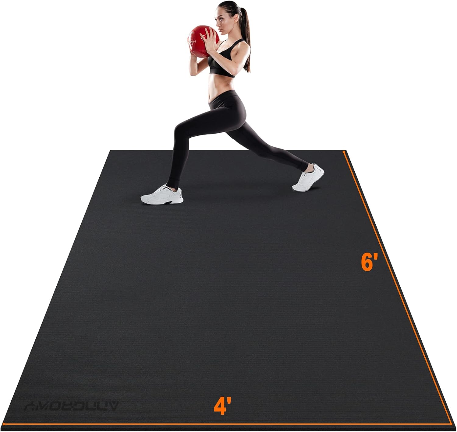 Large Exercise Mat 6'x4'x7mm Non-Slip Rubber Workout Mat B925986