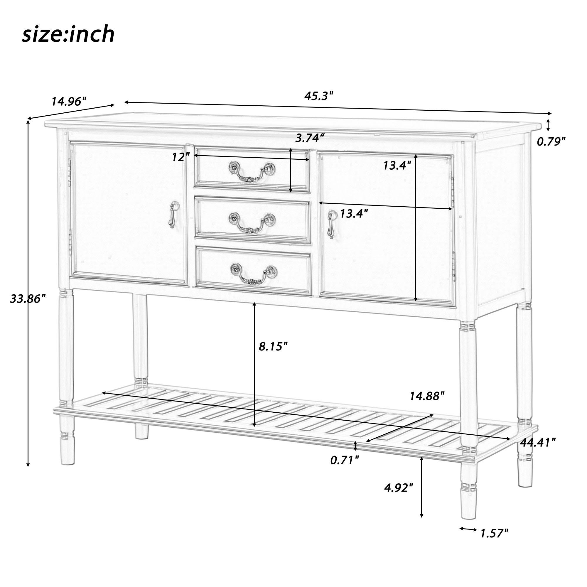 Black 45-Inch Solid Wood Console Table Q456