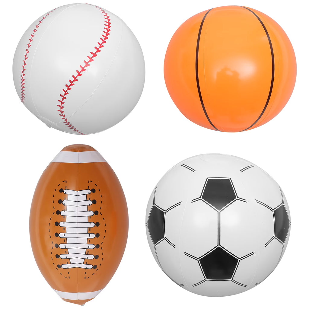 Inflatable Ball 4pcs Beach Ball Soccer Basketball Baseball N803225