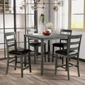 Brown Square Counter Height Wooden Dining Table and 4 Chairs V94178