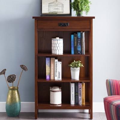 Brown Slatted Bookcase J973