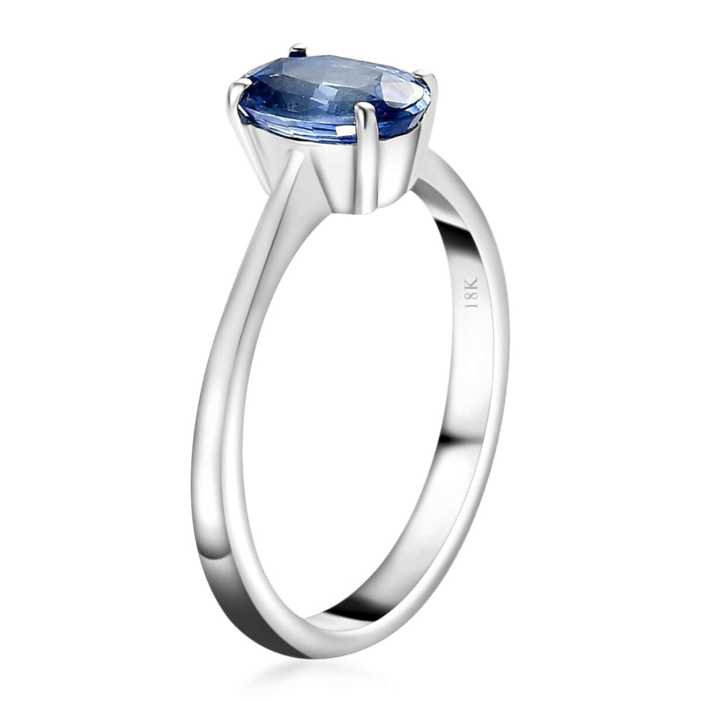 AAA Sapphire Oval 18K White Gold Solitaire Ring Size 7 Ct 1.15 R117