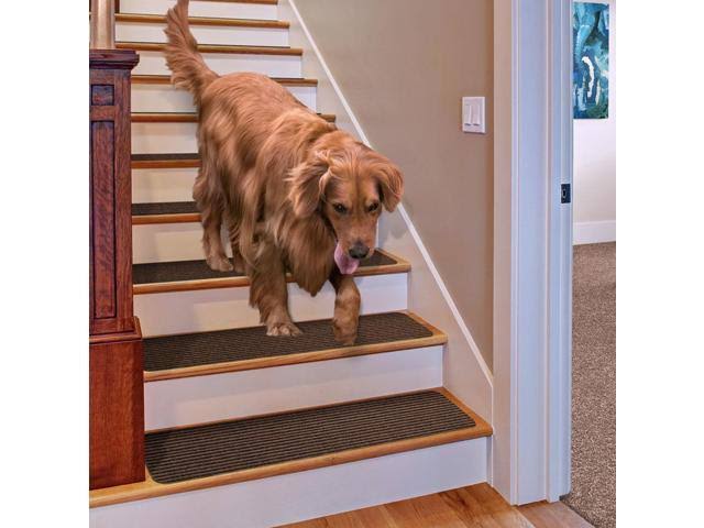 Set of 15 Skid-Resistant Carpet Stair Treads Bittersweet Brown 8 Inches x 23.5 Inches R428