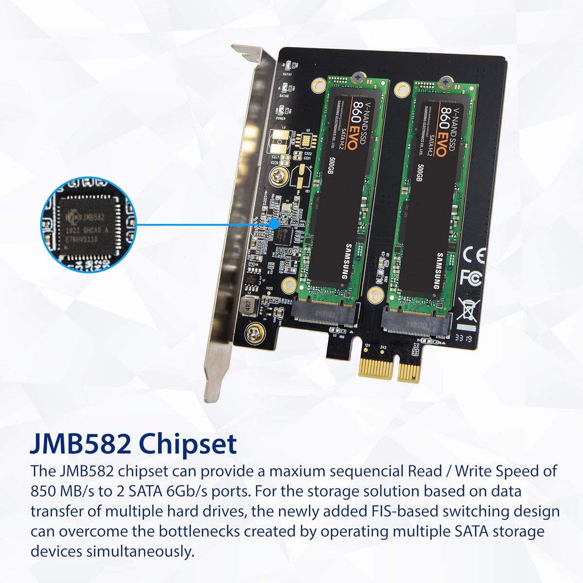 Dual M.2 SATA SSD PCI Express 3.0 x1 Expansion Card B289078