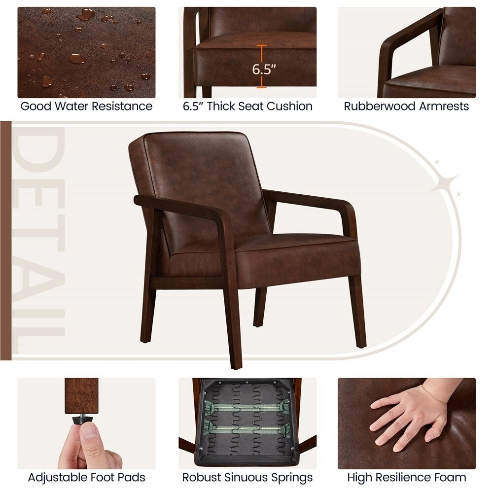 Dark Brown Faux Leather Accent Chair R440