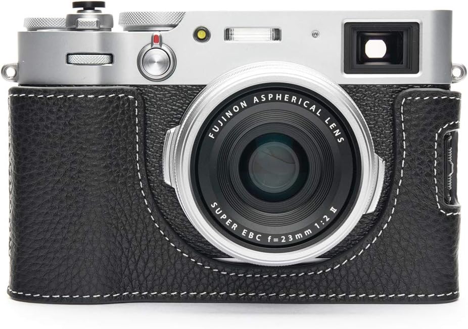 Black Leather Half Camera Case Bag Cover with Hand Strap G9060