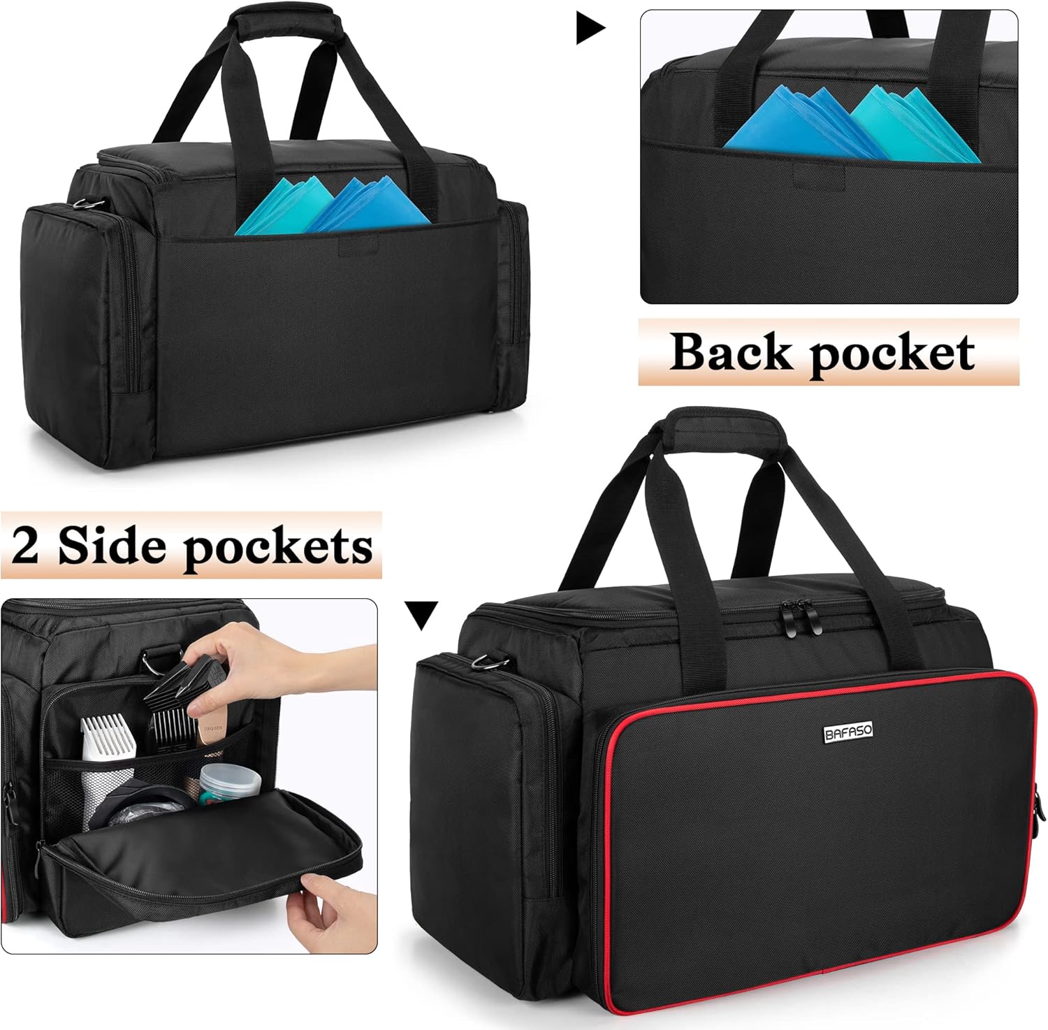 Large Barber Bag with Adjustable Dividers, Black V688631