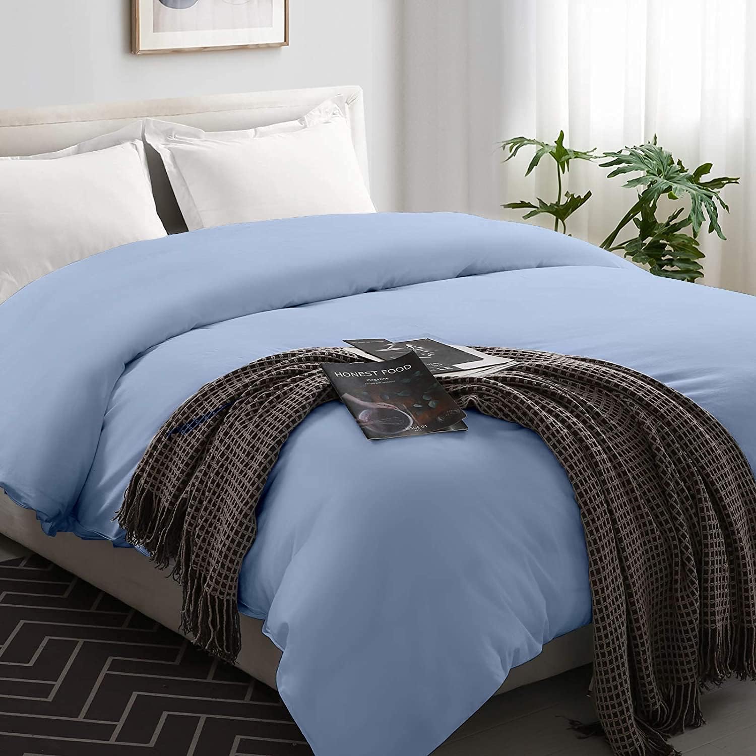 Silver Grey Striped King Duvet Cover with Zipper Closer Q60129