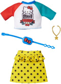 Barbie Doll Clothes, Hello Kitty Top, Star Skirt & 2 Accessories U997