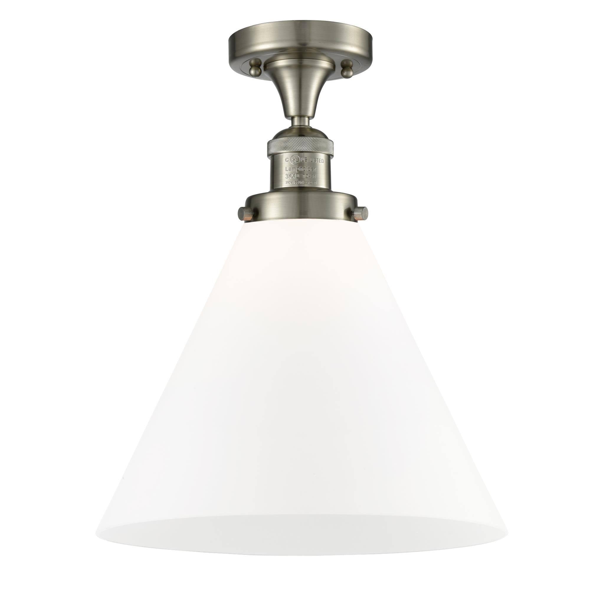 Brushed Satin Nickel Cone Semi-Flush Mount Light Y281910