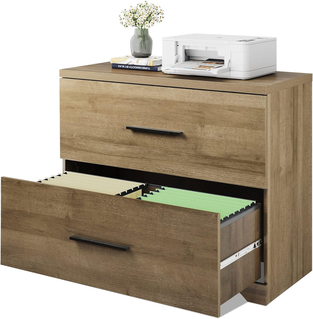 2 Drawer Black Wood Lateral File Cabinet A461