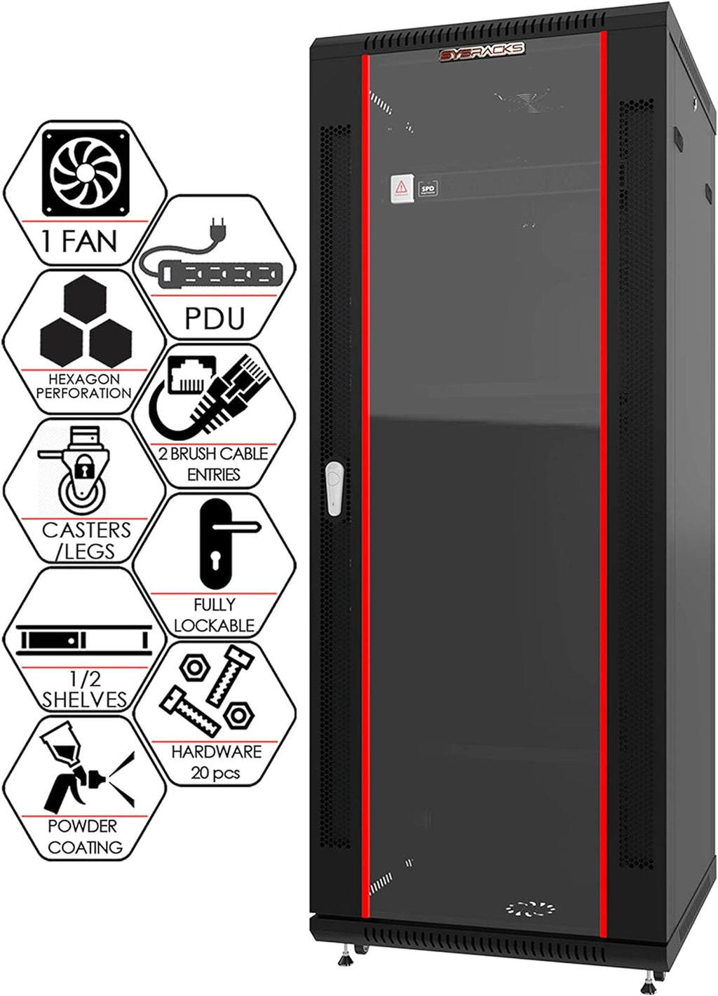 18U Wall Mount Server Rack 19 Inch Locking Network Cabinet O147