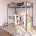 Twin Metal Loft Bed with Ladder, Silver S649511