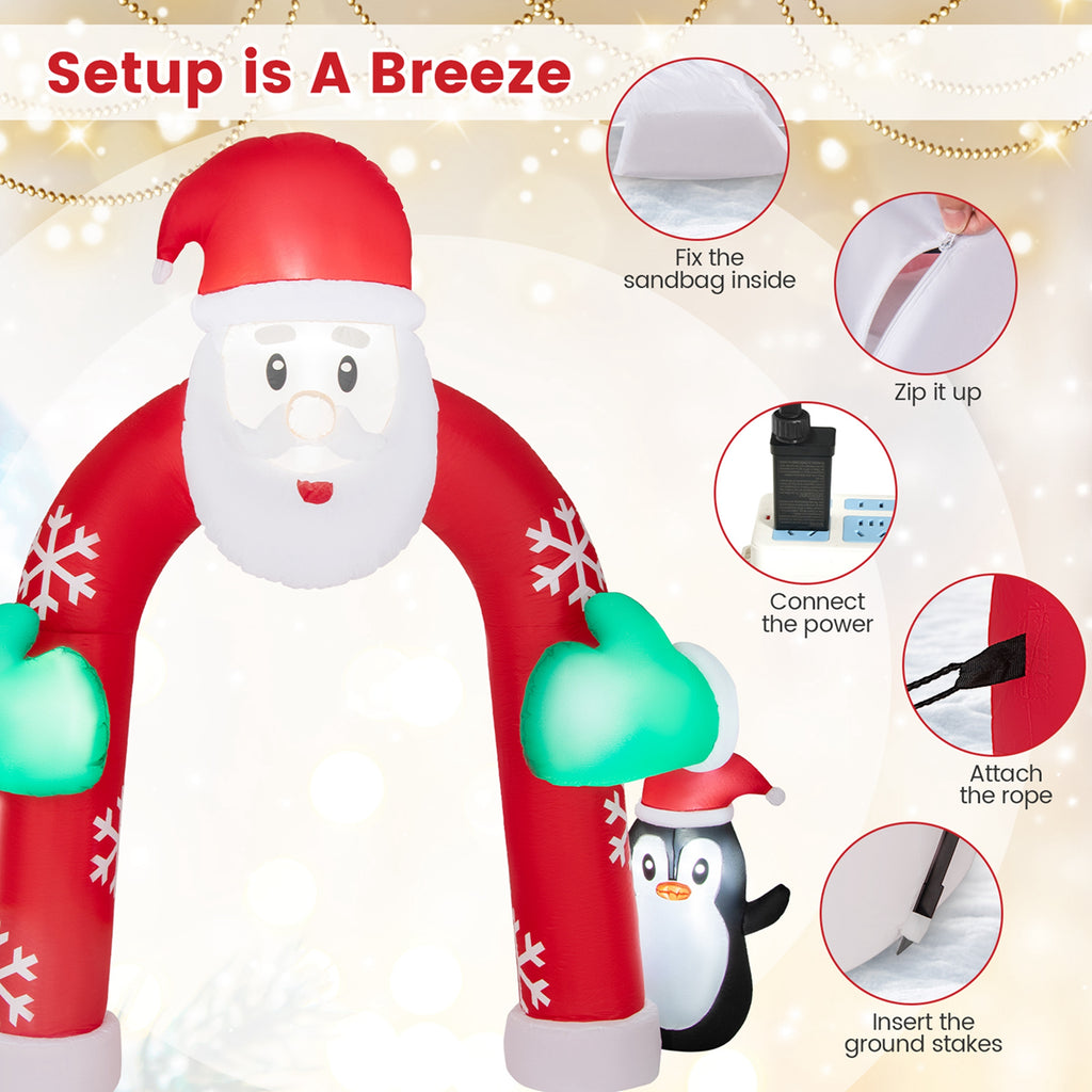 10FT Inflatable Christmas Santa Archway Decoration with LED Lights R594919