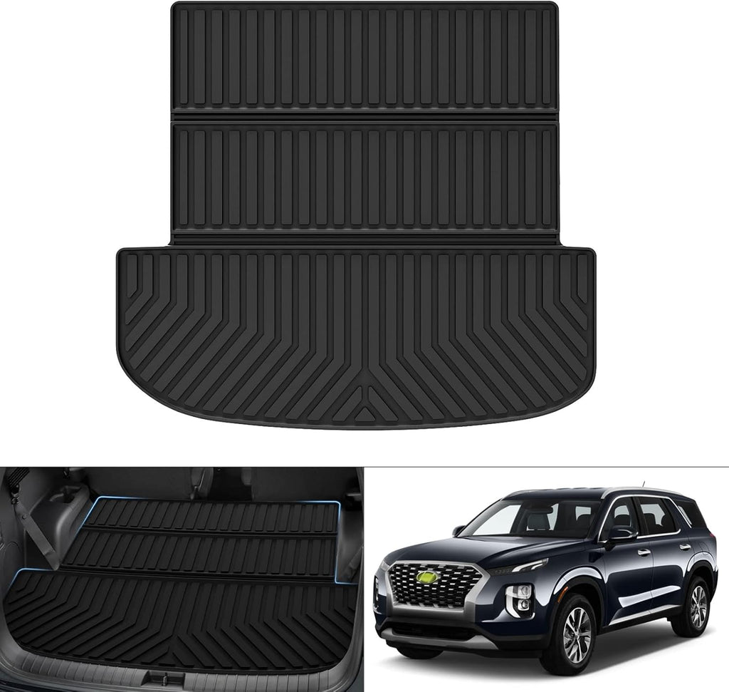 Custom Fit Car Cargo Mat for Hyundai Palisade 3rd Row Down All Weather TPO Non-Slip Pack of 2 P6187