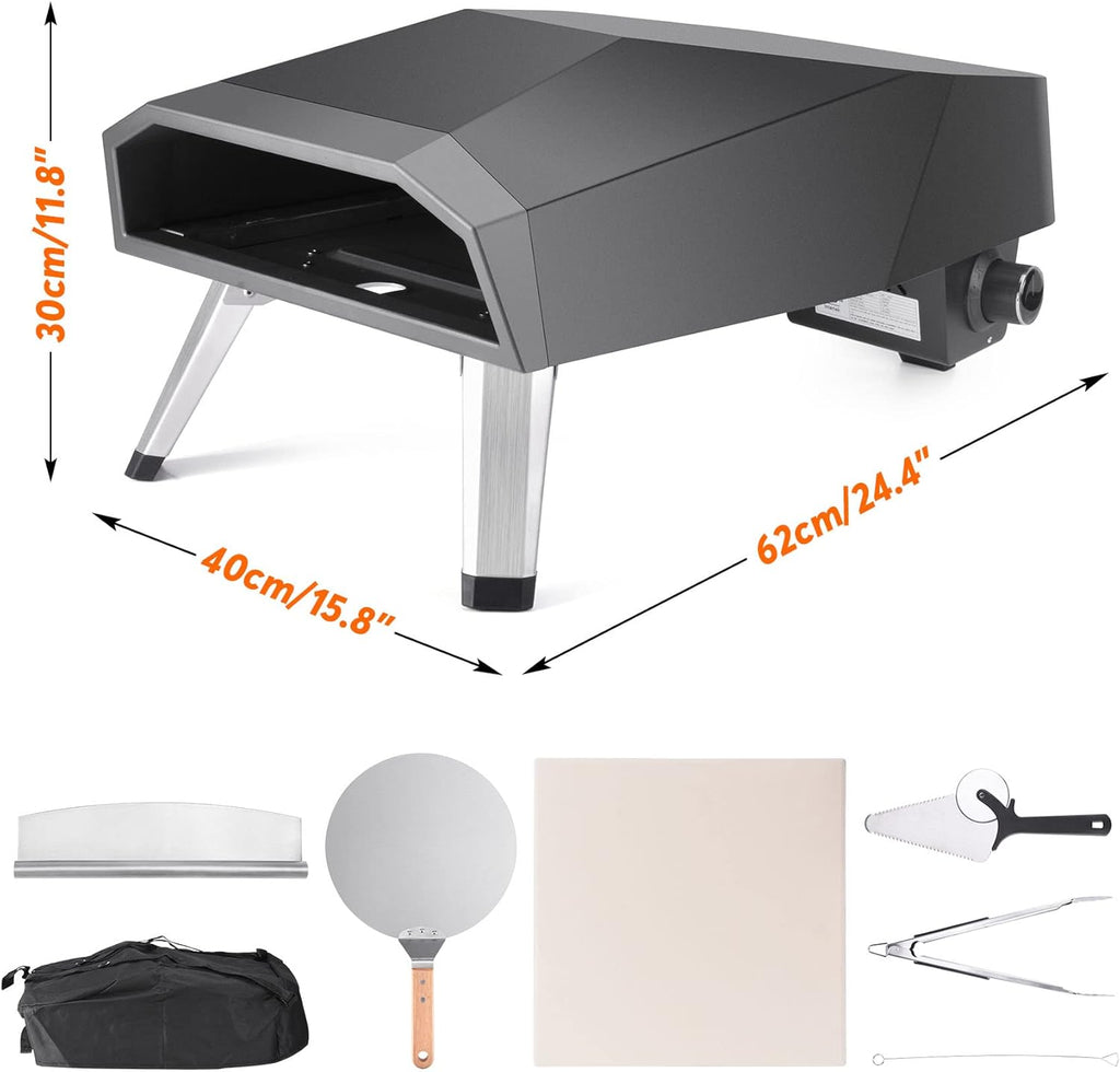 12 Portable Gas Pizza Oven with Pizza Stone and Pizza Cutter X291