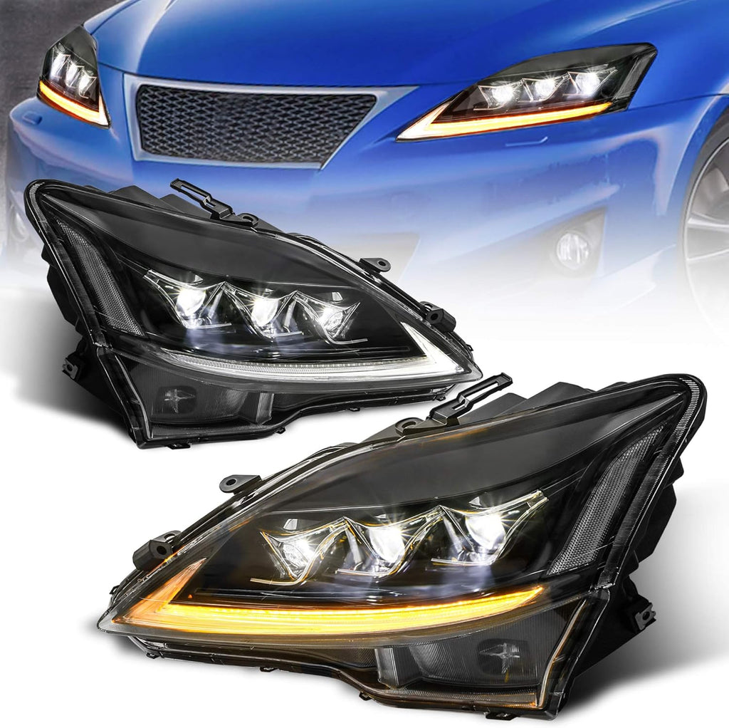 Full LED Projector Headlight with Sequential Turn Light, Amber Reflector (Set of 2) W19849