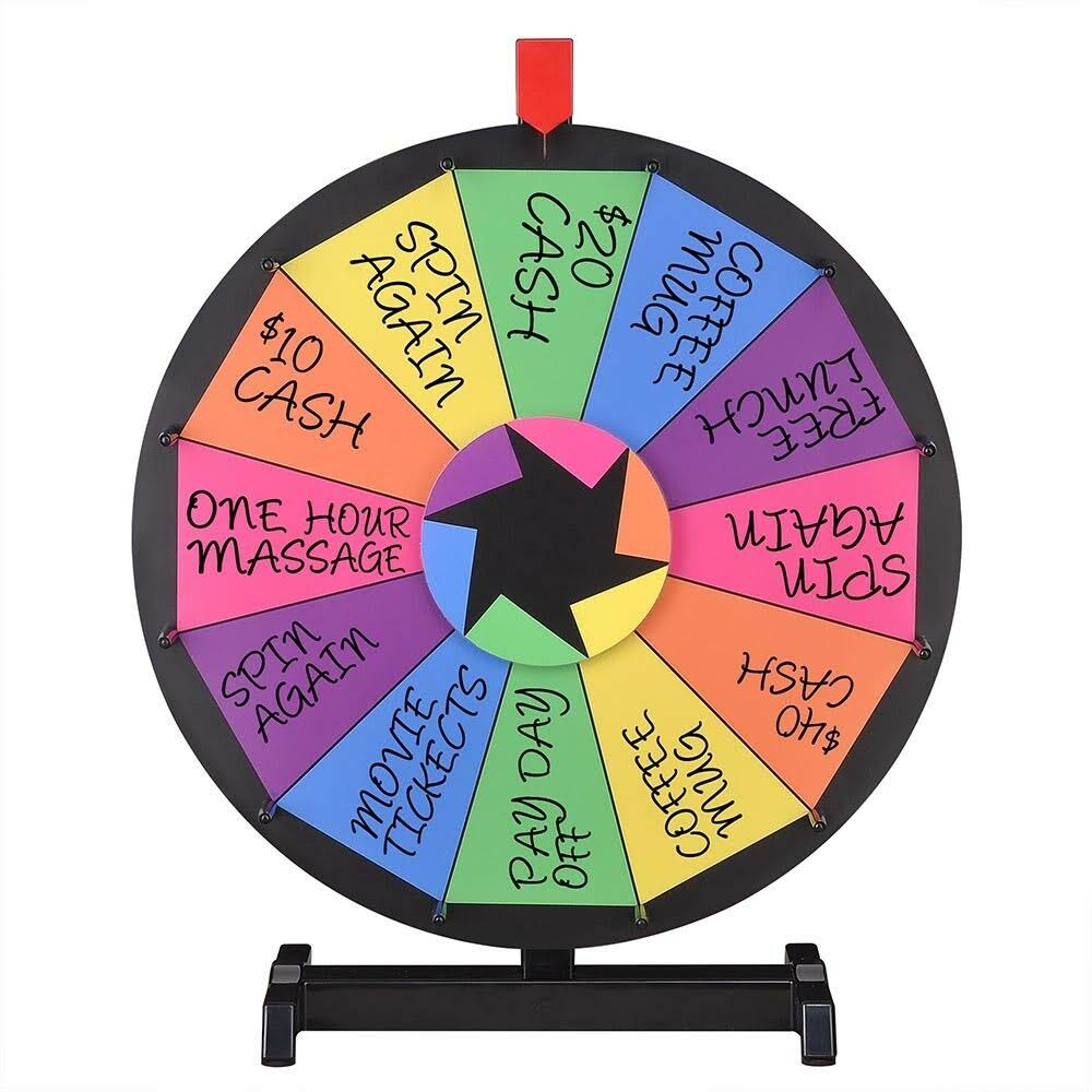 18x22 Tabletop Editable Color Prize Wheel 12 Slot Spinning Game E90297