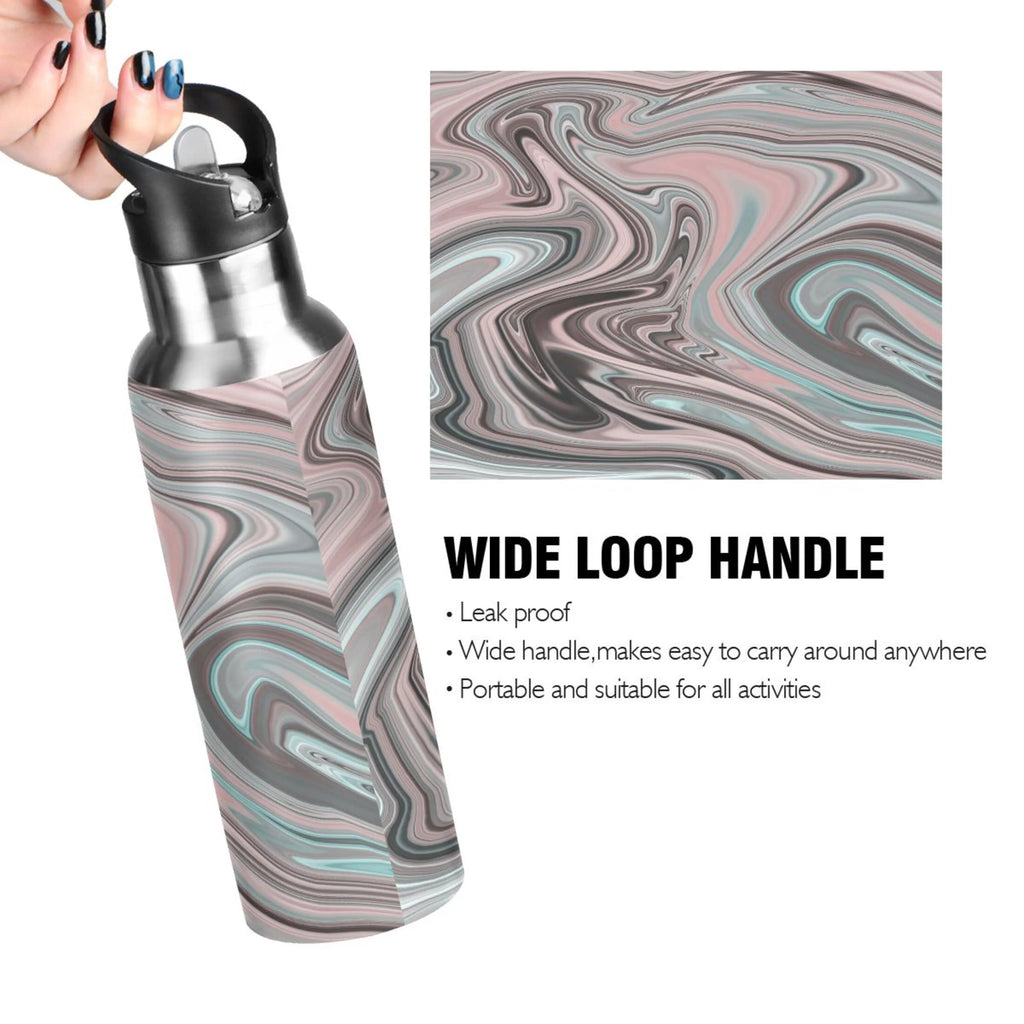 Pink Stainless Steel Insulated Water Bottle with Straw Lid Q77154