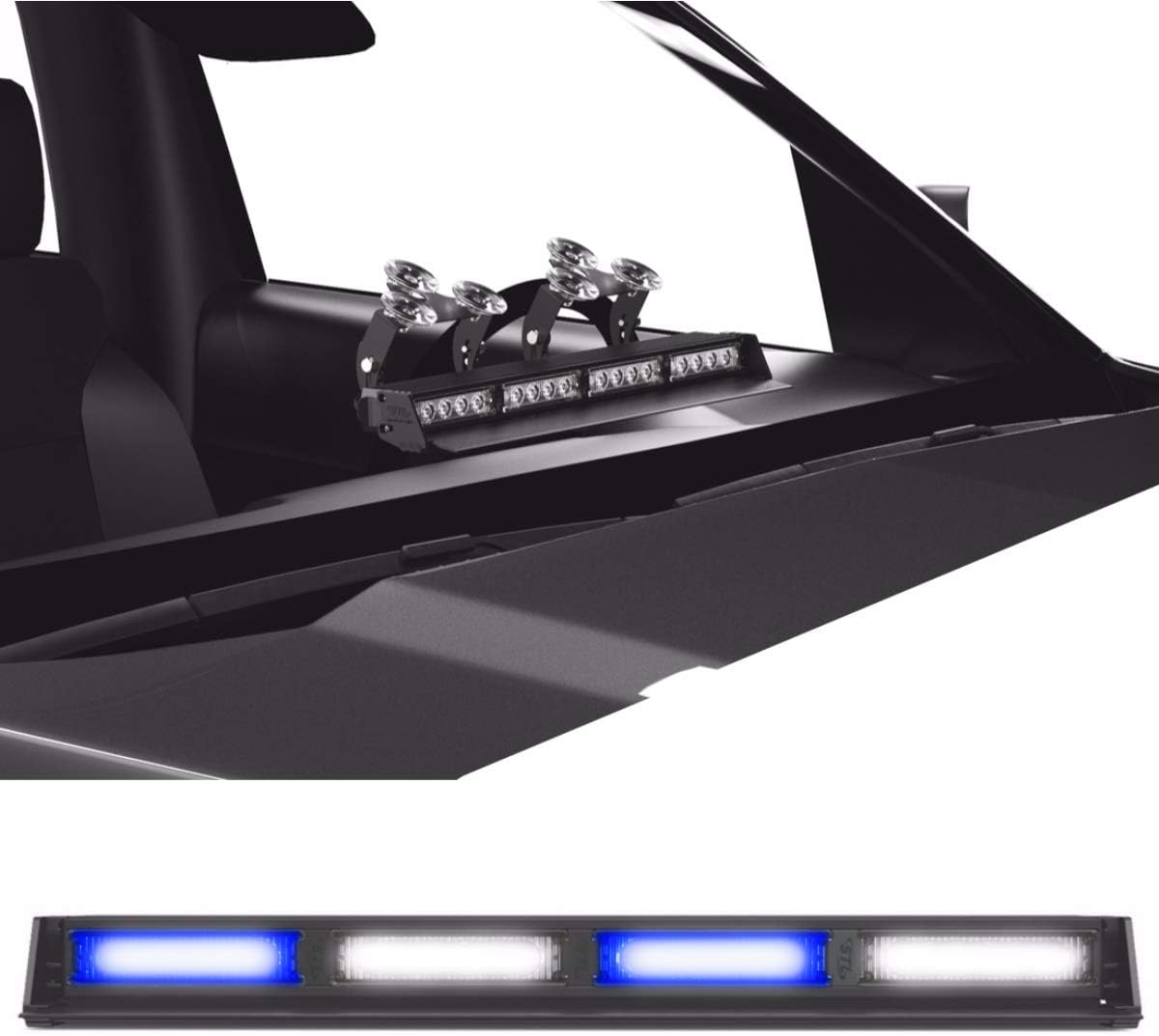 Blue/Blue 4 Head LED Strobe Light Bar with Cigarette Lighter Plug N18716