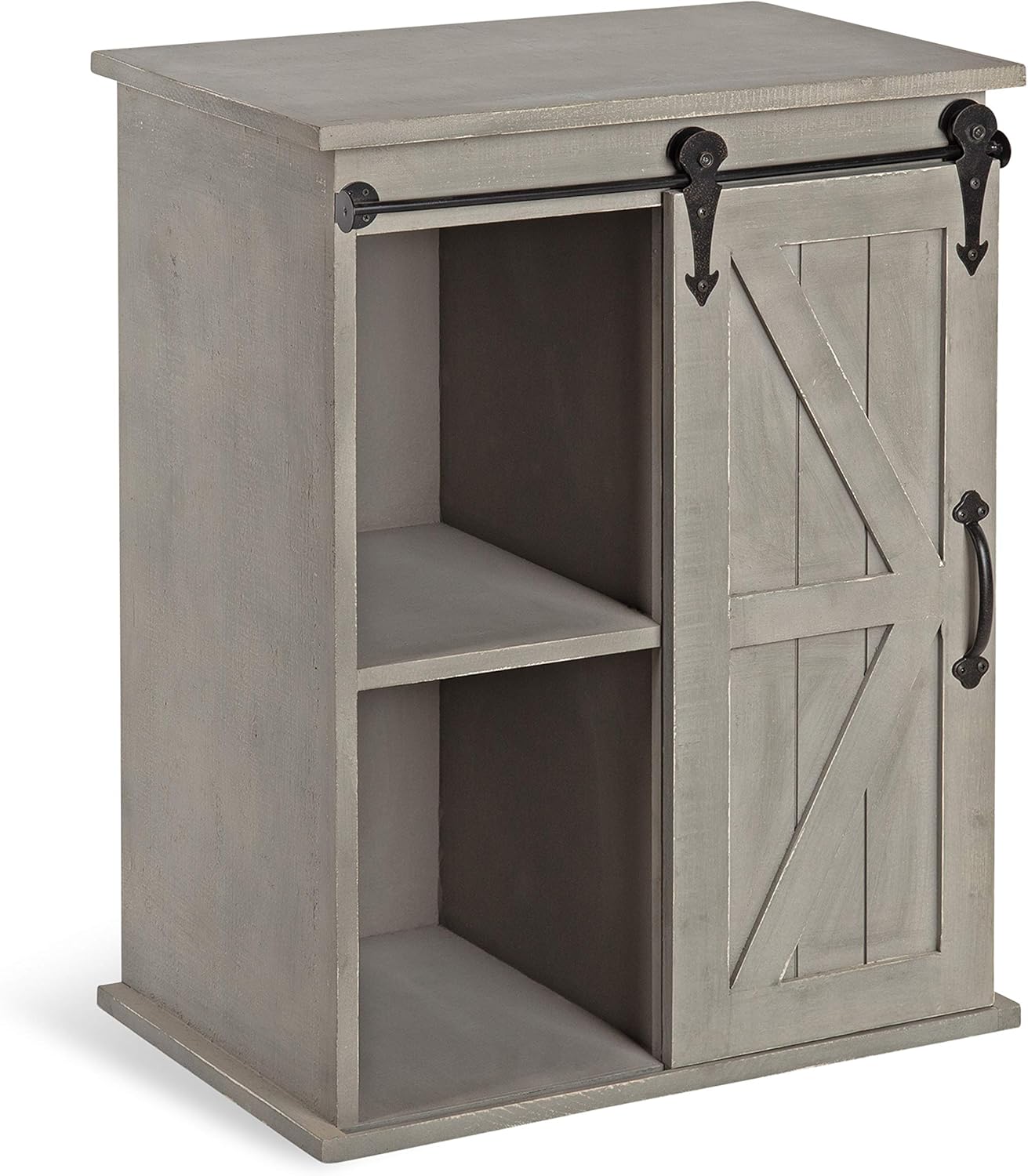 Antique White Freestanding Storage Cabinet with Sliding Barn Door P621589