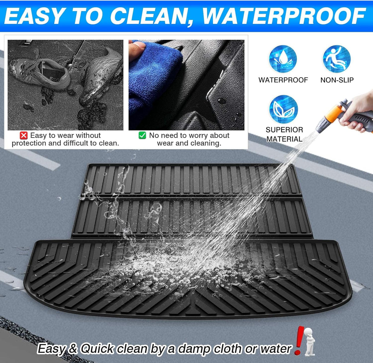 Custom Fit Car Cargo Mat for Hyundai Palisade 3rd Row Down All Weather TPO Non-Slip Pack of 2 P6187