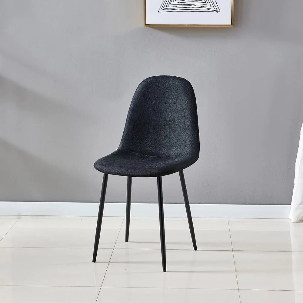 Black Fabric Upholstered Side Chairs Set of 4 with Metal Legs L9015