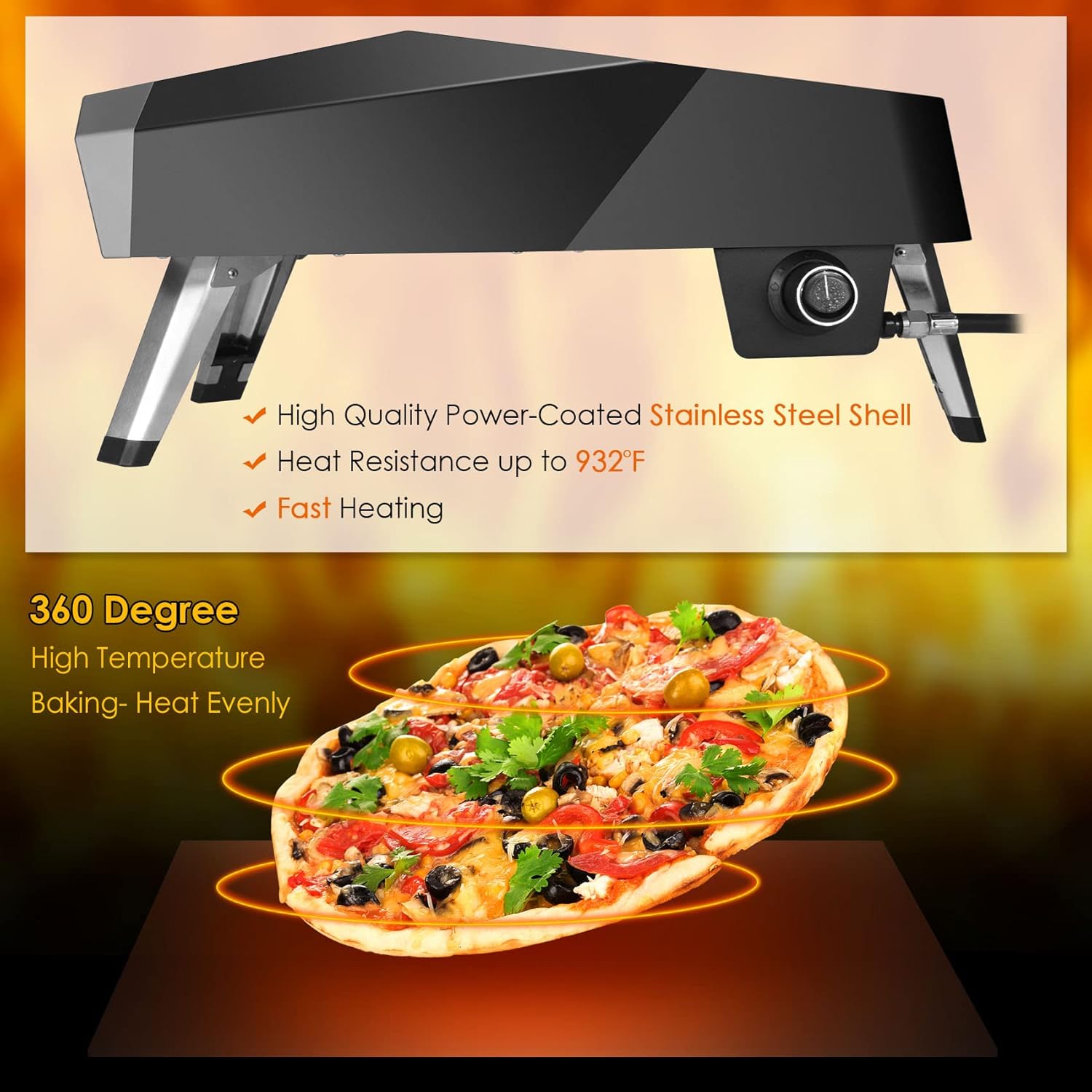 12 Portable Gas Pizza Oven with Pizza Stone and Pizza Cutter X291