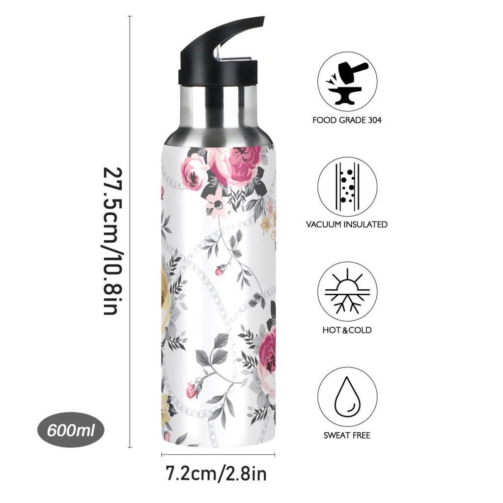 Pink and Yellow Roses Stainless Steel Insulated Flask T378107