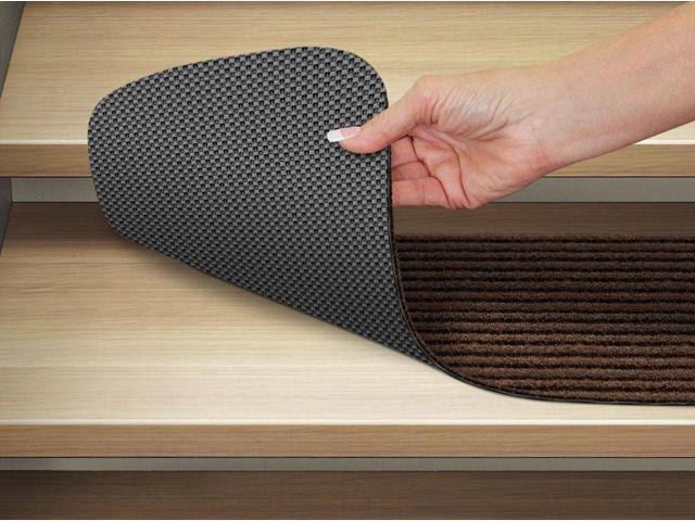 Set of 15 Skid-Resistant Carpet Stair Treads Bittersweet Brown 8 Inches x 23.5 Inches R428