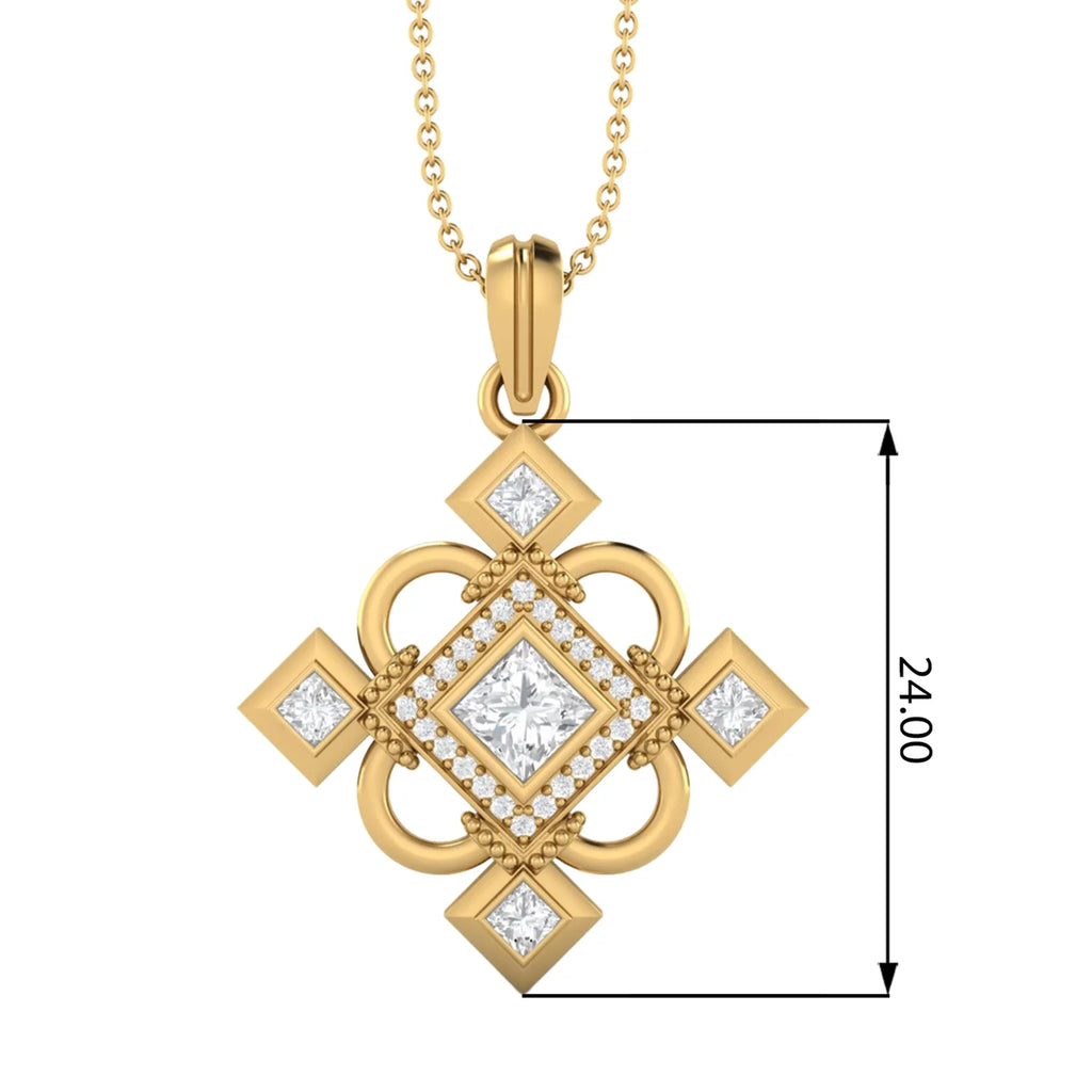 4MM Square Peridot 925 Silver Gold Vermeil Pendant Necklace X96638