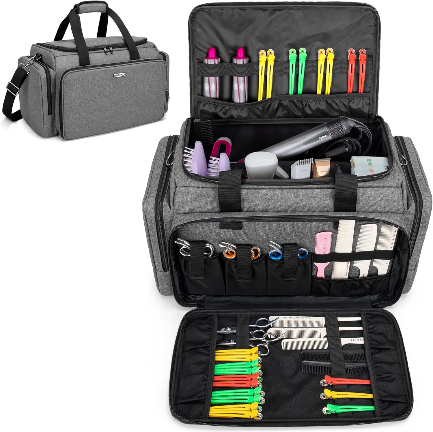 Large Barber Bag with Adjustable Dividers, Black V688631